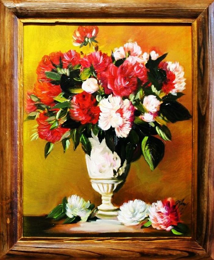 Rosen Blumen Ölgemälde Bild Gemälde Ölbilder Ölbild Bilderrahmen Rahmen - G04113