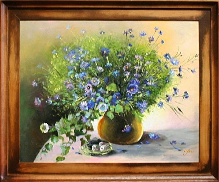 Ölgemälde Blumen Pflanzen Bild Bilder Gemälde Ölbilder Ölbild Mit Rahmen G15262