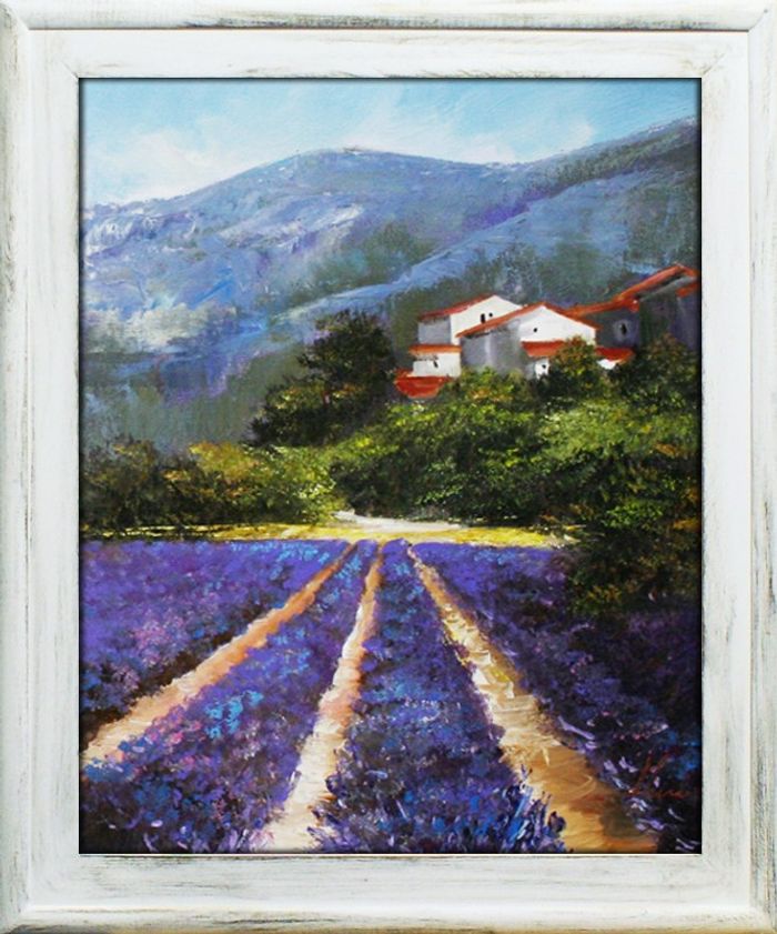 Lavendel Blumen Pflanzen Bild Bilder Gemälde Ölbilder Ölbild Mit Rahmen G16895
