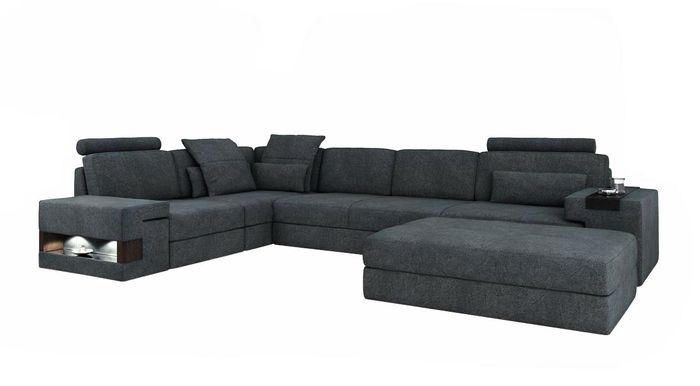 Design Sofa Couch Ecke mit Hocker Polstermöbel Wohnzimmer L-Form Modern Luxus
