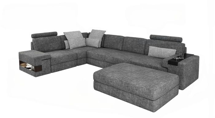 Wohnzimmer L-Form modern elegant Design Couch Ecksofa Hocker Polstermöbel NEU
