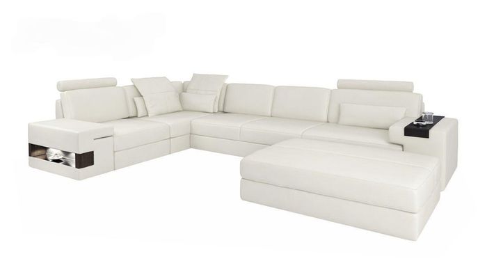 Designer Sofa Couch Ecksofa mit Hocker Polster Garnitur Wohnlandschaft L-Form