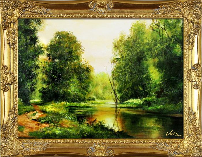 Gemälde Natur Wald Lichtung Handarbeit Ölbild Bild Ölbilder Rahmen Bilder G01958
