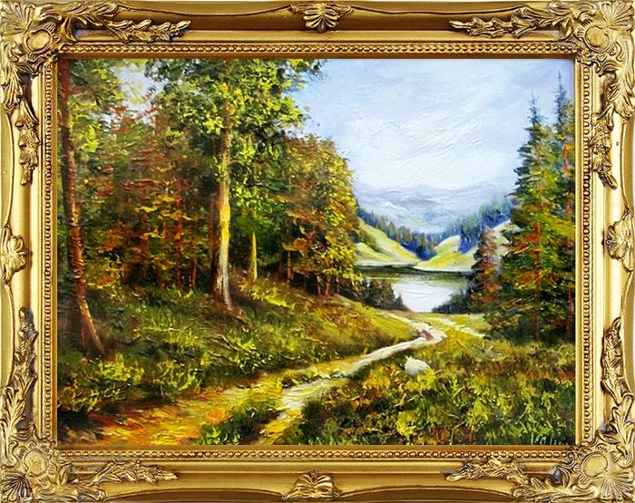 Gemälde Natur Wald Lichtung Handarbeit Ölbild Bild Ölbilder Rahmen Bilder G01962