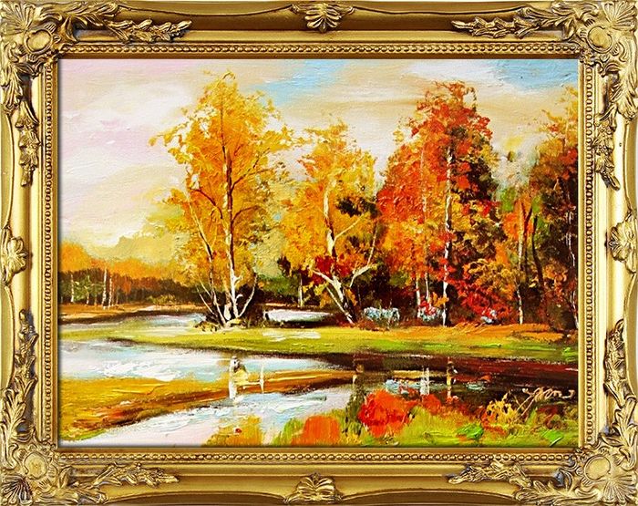 Gemälde Natur Wald Herbst Handarbeit Ölbild Bild Ölbilder Rahmen Bilder G06317