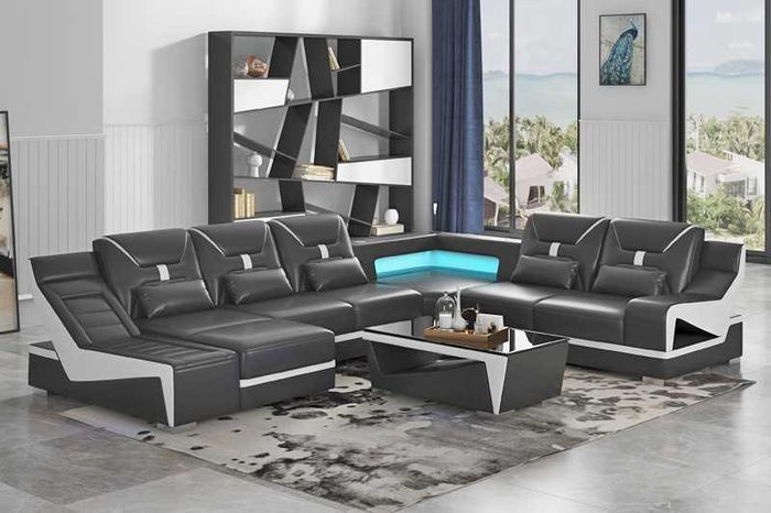 Wohnlandschaft Sofa U Form Ecksofa Designersofa Schwarz Eckgarnitur