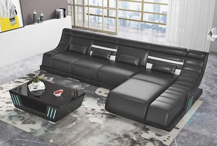 Designersofa Ecksofa Sofa L Form Schwarz Kunstleder Polster Sofas Eck
