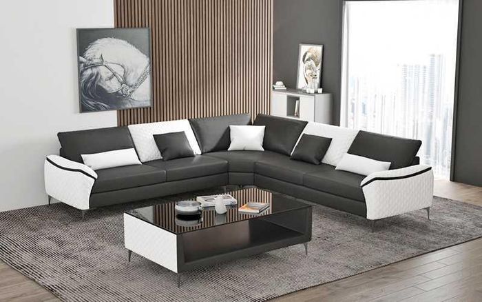 Eckgarnitur Ledersofa Ecksofa L Form Design Couch Sofa Schwarz Luxus