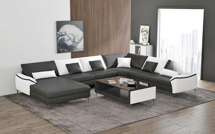 Wohnlandschaft Couchen Ledersofa Ecksofa U Form Schwarz Sofa Groß Neu