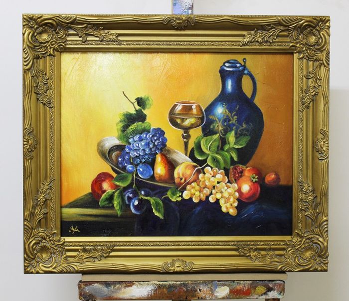 Gemälde Obst Handarbeit Ölbild Bild Ölbilder Rahmen Bilder G96352
