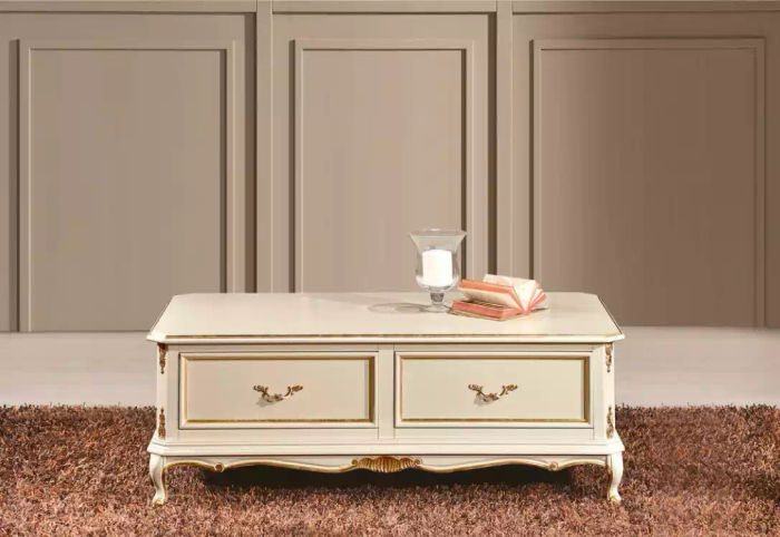 Designer weißer Luxus Couchtisch für Wohnzimmer klassischer Holztisch