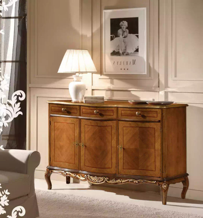 Klassisch braune Wohnzimmermöbel hochwertiges Sideboard Kommode Sideboards