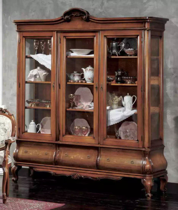 Vitrine Klassische Holzmöbel mit maßgeschneiderten Schubladen