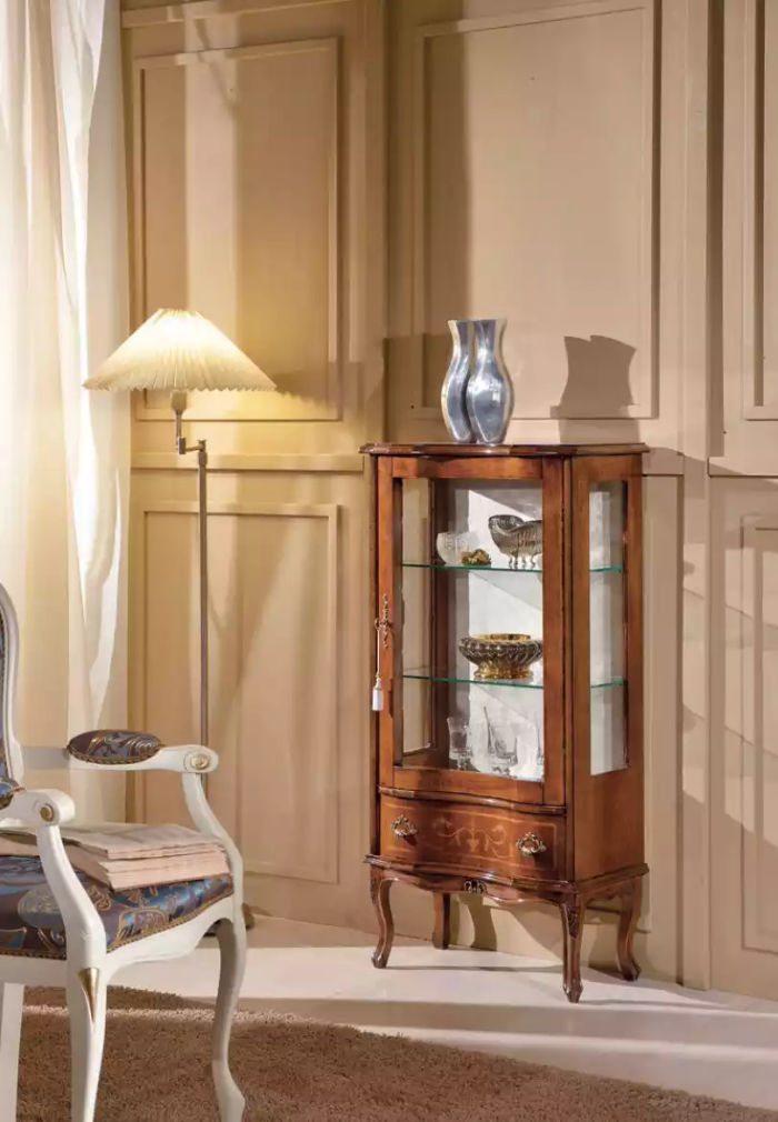 Klassische Holz Glas Vitrine Luxus Wohnzimmer Designer Glasvitrine Möbel