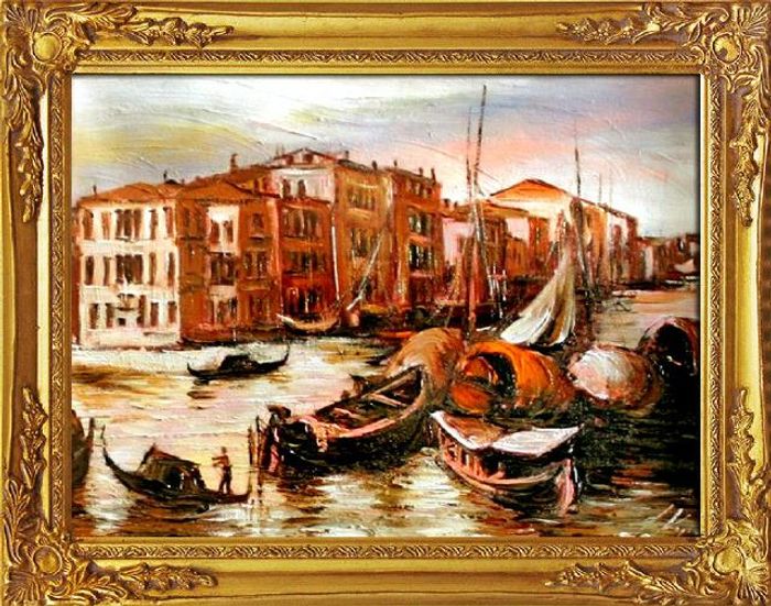 Ölbild Bilder Gemälde Ölgemälde Städte Handarbeit "Venedig" Mit Rahmen G04995