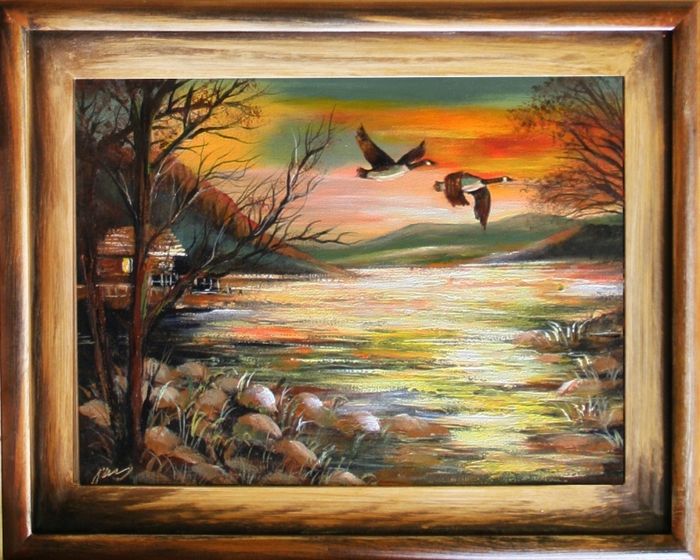 Gemälde Natur Handarbeit Ölbild Bild Ölbilder Rahmen Bilder G06602