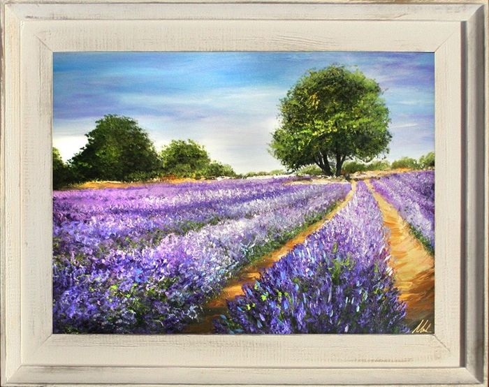 Lavendel Blumen Pflanzen Bild Bilder Gemälde Ölbilder Ölbild Mit Rahmen G15656