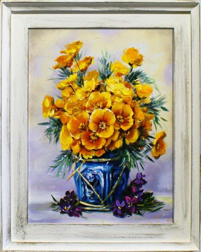 Ölgemälde Blumen Pflanzen Bild Bilder Gemälde Ölbilder Ölbild Mit Rahmen G15864