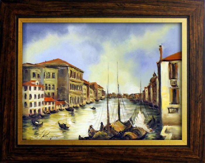 Ölbild Bilder Gemälde Ölgemälde Städte Handarbeit "Venedig" Mit Rahmen G93220