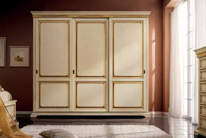 Kleiderschrank Holz Schrank Schlafzimmer Möbel Design Schränke Beige