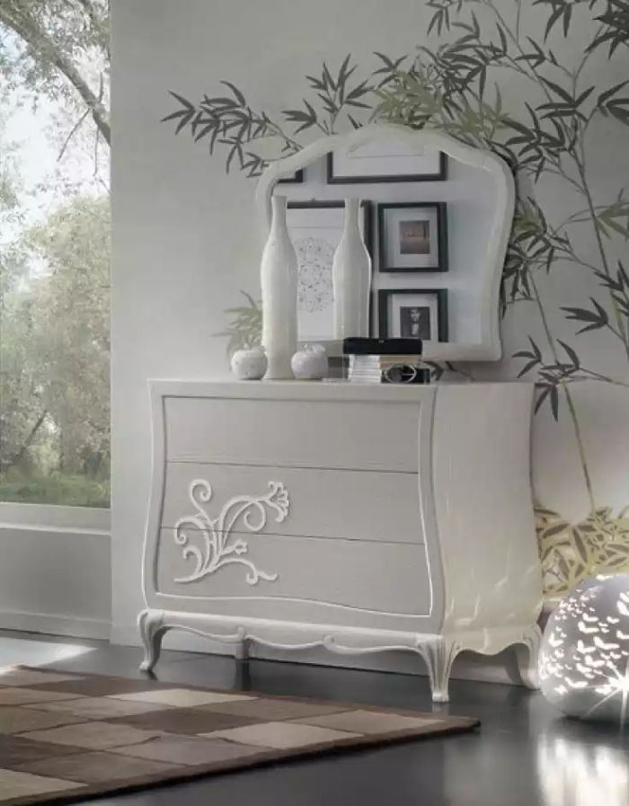 Luxus Kommode mit Spiegel Kommoden Konsole Holz Modern Design Grau