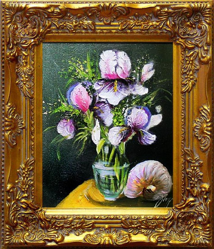 Schwertlilien Blumen Ölgemälde Bild Gemälde Ölbilder Ölbild Mit Rahmen - G03240
