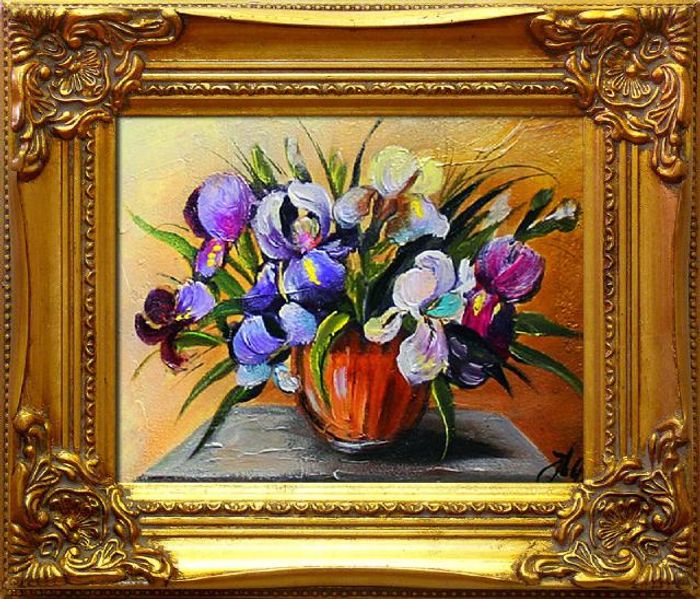 Schwertlilien Blumen Ölgemälde Bild Gemälde Ölbilder Ölbild Mit Rahmen - G03309