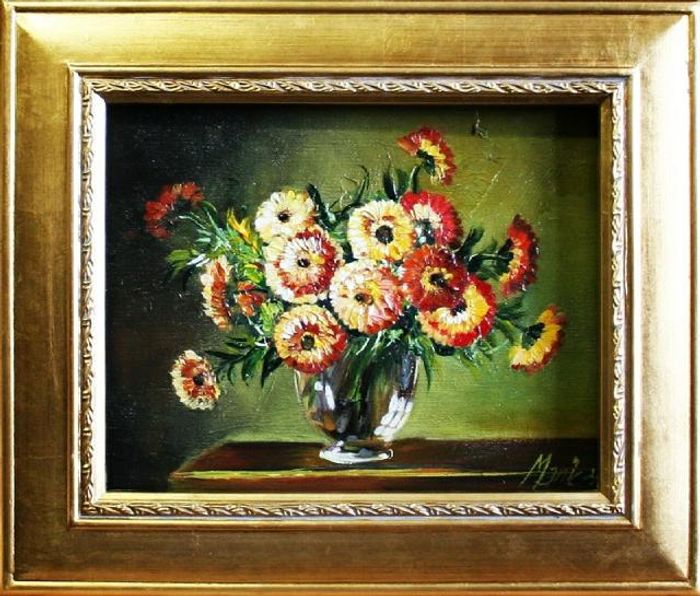 Ölgemälde Blumen Pflanzen Bild Bilder Gemälde Ölbilder Ölbild Mit Rahmen G04267