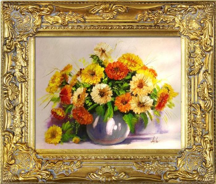 Ölgemälde Blumen Pflanzen Bild Bilder Gemälde Ölbilder Ölbild Mit Rahmen G05228