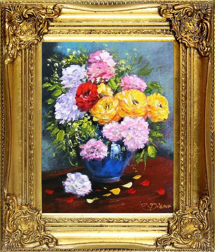 Roses - Blumen Pflanzen Bild Bilder Gemälde Ölbilder Ölbild Mit Rahmen G05739