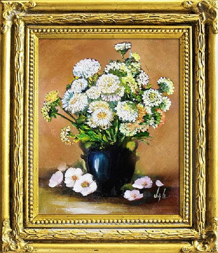 Pflanzen Blumen Ölgemälde Bild Bilder Gemälde Ölbilder Ölbild Mit Rahmen G05883