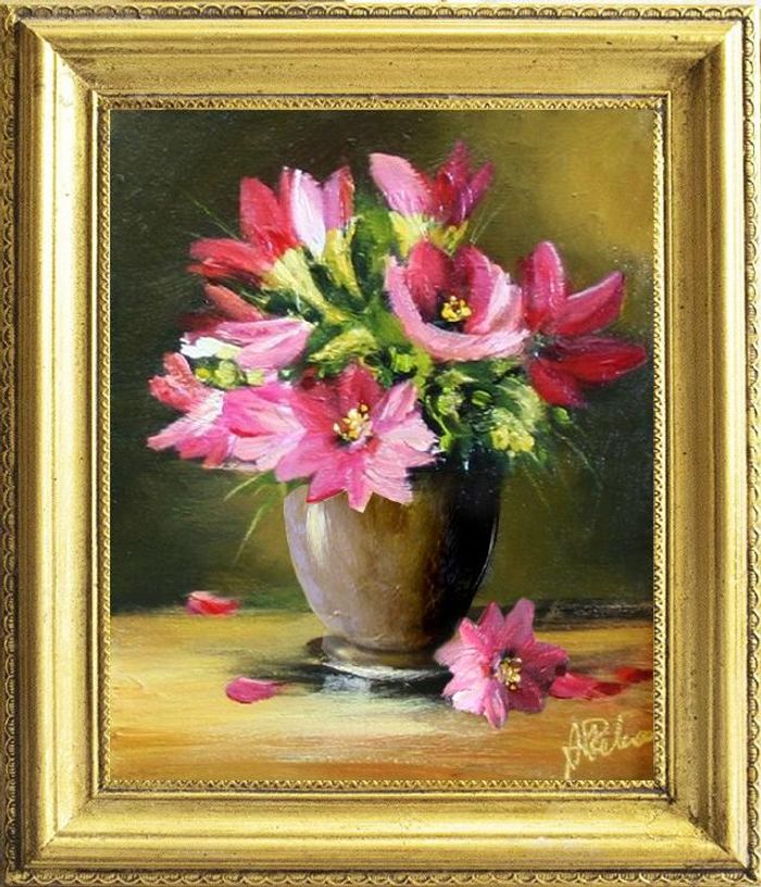 Ölgemälde Blumen Pflanzen Bild Bilder Gemälde Ölbilder Ölbild Mit Rahmen G06004