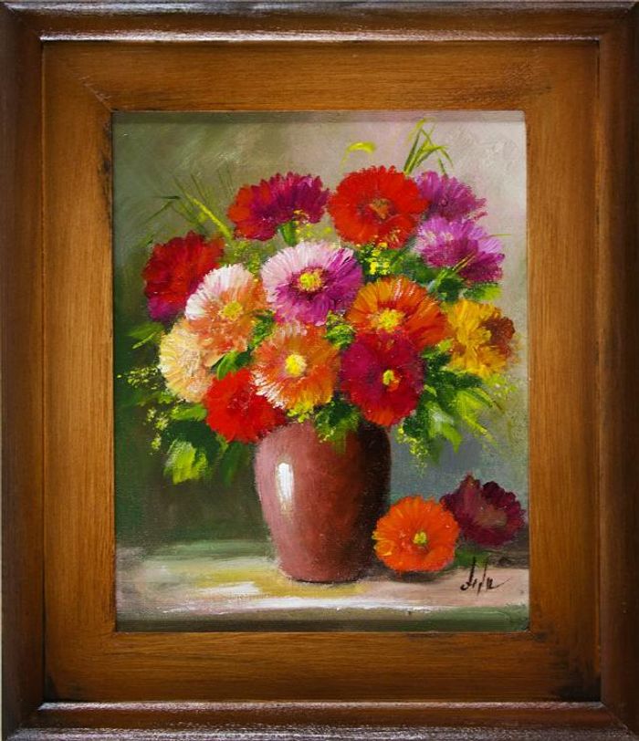 Ölgemälde Blumen Pflanzen Bild Bilder Gemälde Ölbilder Ölbild Mit Rahmen G16337