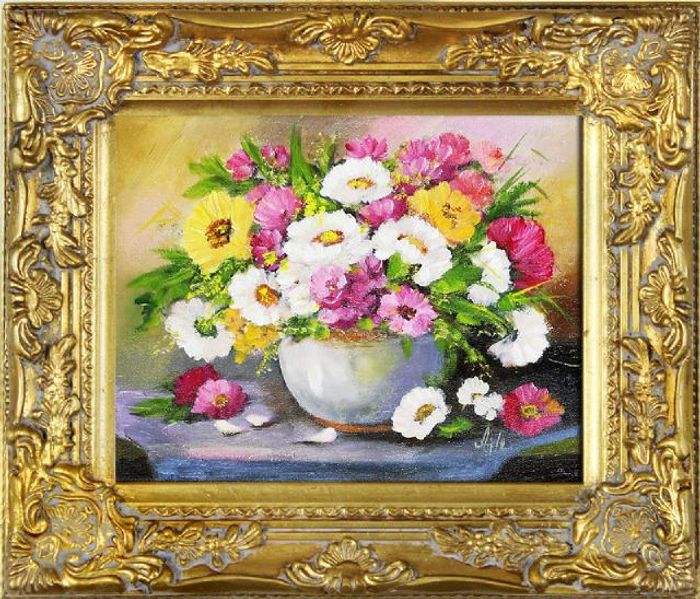 Ölgemälde Blumen Pflanzen Bild Bilder Gemälde Ölbilder Ölbild Mit Rahmen G16824