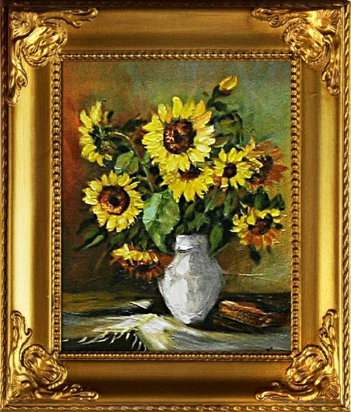 Sonnenblumen - Blumen Pflanzen Bilder Gemälde Ölbilder Ölbild Mit Rahmen G02608