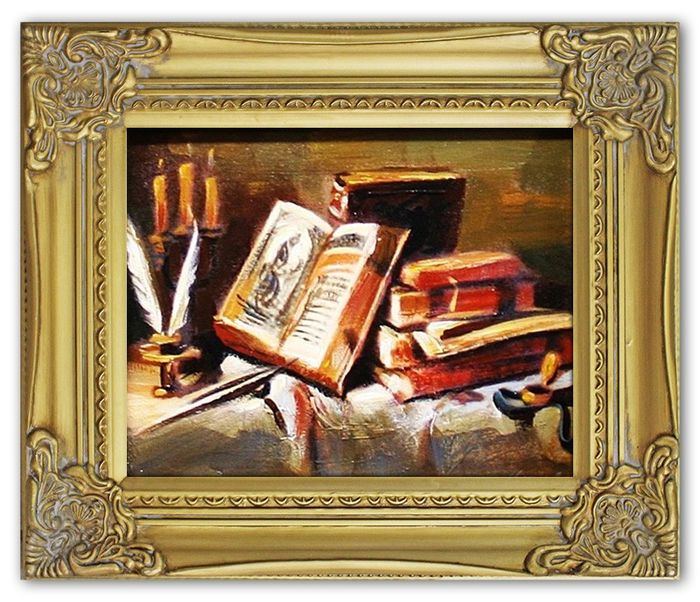 Gemälde Literatur Handarbeit Ölbild Bild Ölbilder Rahmen Bilder G03373