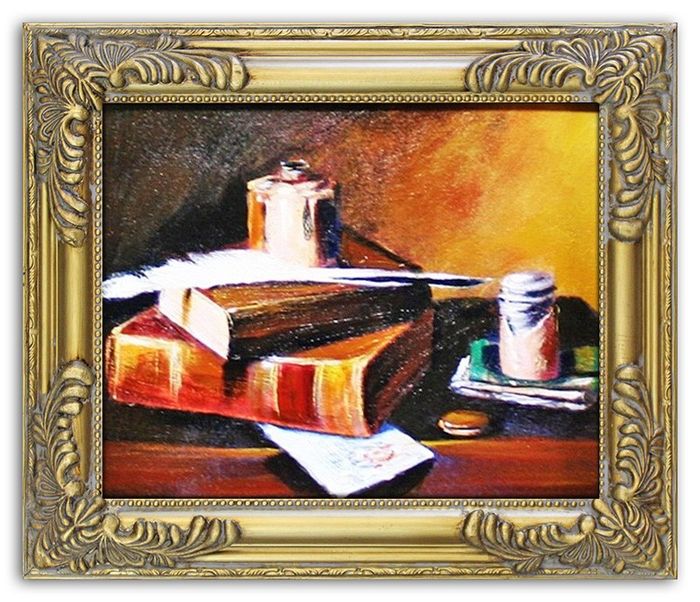 Gemälde Literatur Handarbeit Ölbild Bild Ölbilder Rahmen Bilder G03374