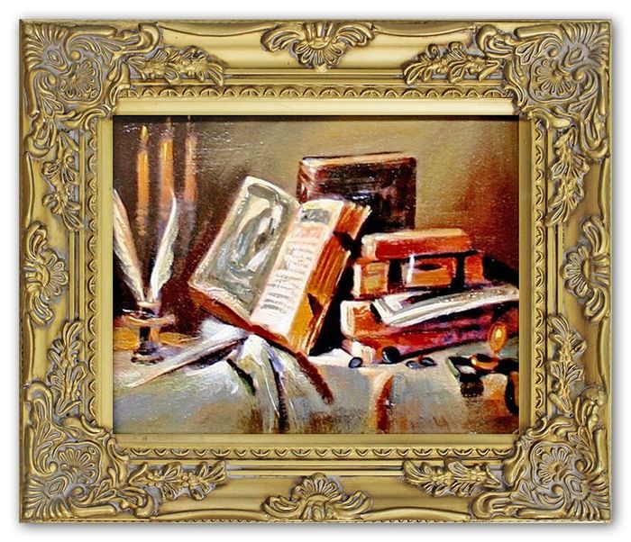 Gemälde Literatur Handarbeit Ölbild Bild Ölbilder Rahmen Bilder G03375
