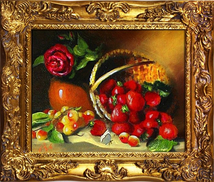 Gemälde "Obst " Handarbeit Ölbild Bild Ölbilder Rahmen Bilder G05949