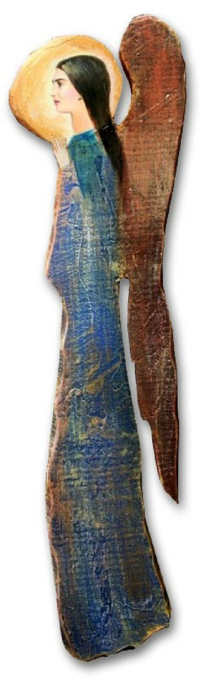 Wand Statue mit Öl bemalt Engel Figur Echte Wandbild Bild Bilder Ölbilder G06364