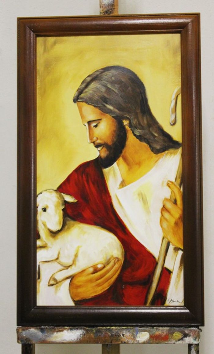 Religion Jesus Christus Handarbeit Ölbild Bild Ölbilder Rahmen Bilder G95930