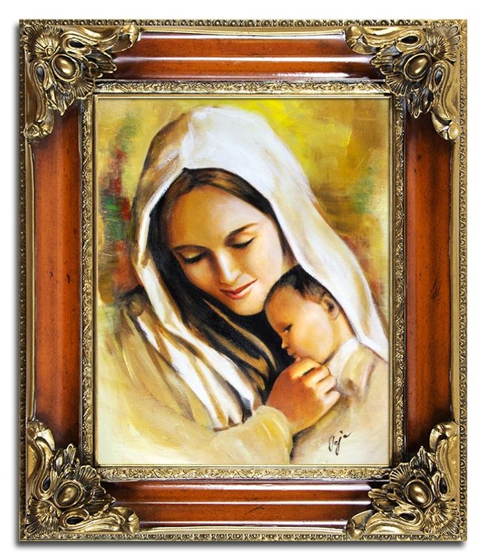 Religion Maria Handarbeit Ölbild Bild Ölbilder Rahmen Bilder G02538