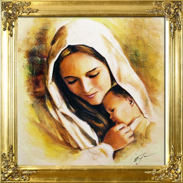 Religion Maria Handarbeit Ölbild Bild Ölbilder Rahmen Bilder G16745