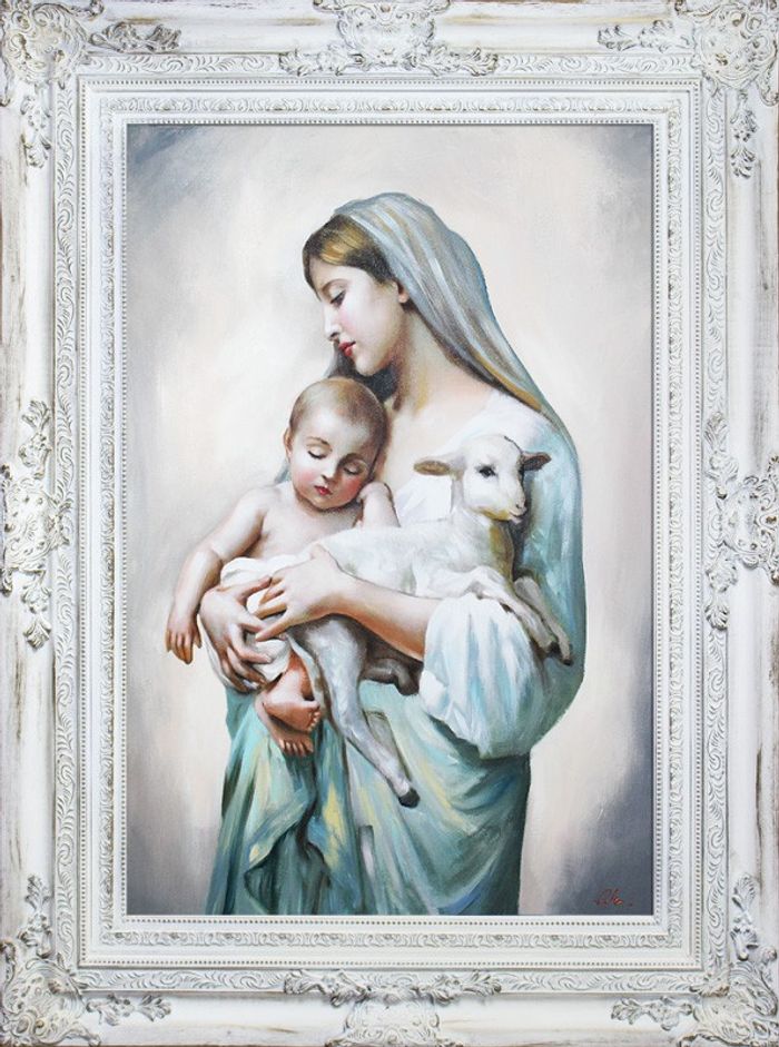 Religion Maria Handarbeit Ölbild Bild Ölbilder Rahmen Bilder G16994