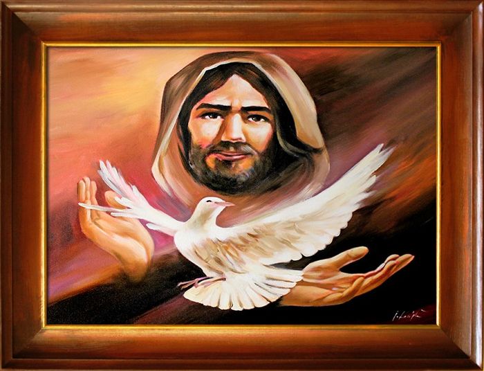 Religion Jesus Christus Handarbeit Ölbild Bild Ölbilder Rahmen Bilder G94130