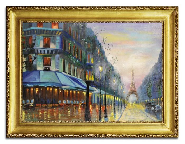 ÖLBILD ÖLGEMÄLDE PARIS EIFELTURM FRANKREICH GEMÄLDE MIT RAHMEN 63X84 CM Ölbilder