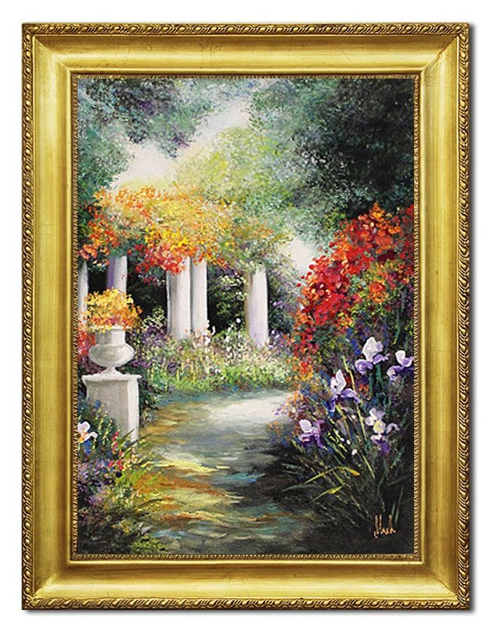 Garten Bunt Blumen Blume Bild Bilder Ölbild Öl Gemälde Handarbeit G96460