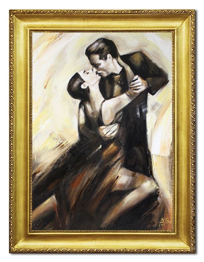Tango Tanz Kuss Bild Bilder Ölbild mit Rahmen Gemälde Echte Handarbeit G96463