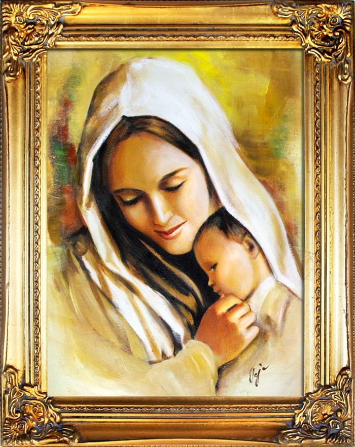 Religion Maria Handarbeit Ölbild Bild Ölbilder Rahmen Bilder G01031