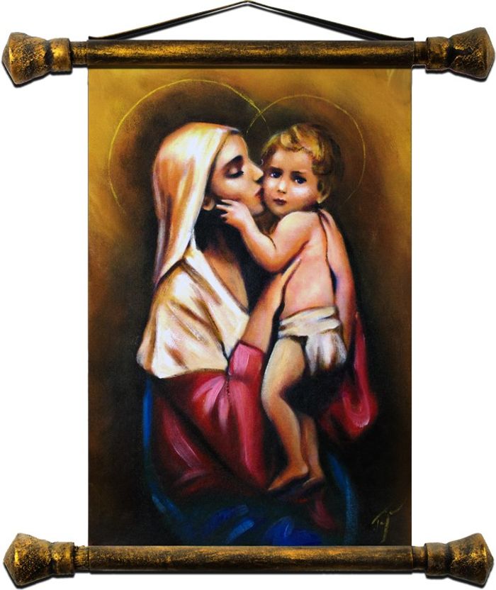 Religion Maria Handarbeit Ölbild Bild Ölbilder Rahmen Bilder G01536